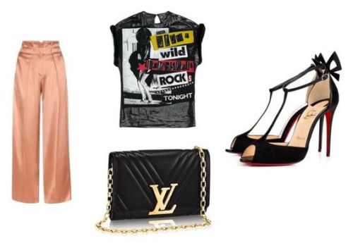 Pantalón Edun; camiseta Moda Operandi; bolso Louis Vuitton; zapatos Christian Louboutin.